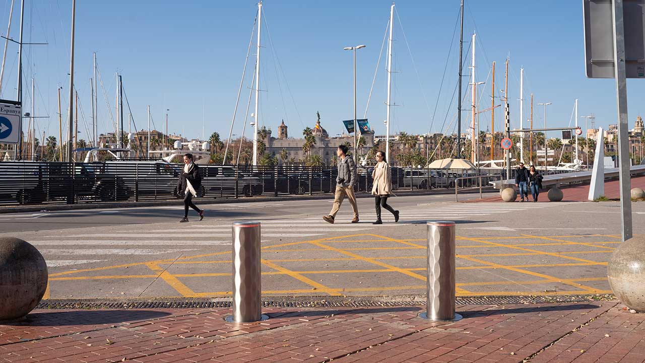 Automatic Bollards on the Rambla in the Port of Barcelona