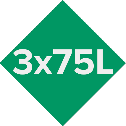 Capacity <br> 3x75L